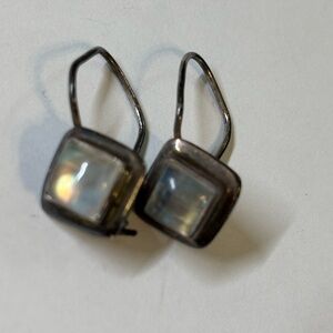 Elegant Silver Earrings with Iridescent Stones